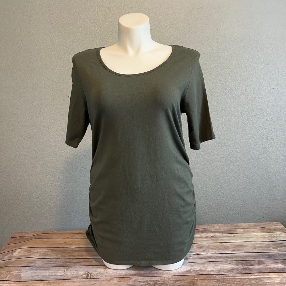 Motherhood Maternity Ruched Side 3/4 Sleeve Top - Olive